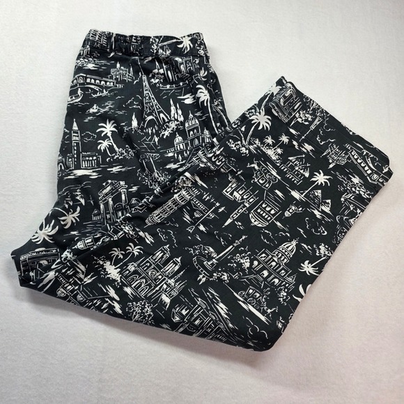 White Stag Pants - White Stag Women's Plus 16W Black White Toile Print Stretch Capri Pants Cotton